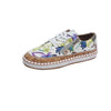 Elegant Floral Womens Sneakers Printed Lace Up Flat Shoes Fashion Round Toe Shoes Women Casual Sneakers Comfortable Tennis Shoes For Walking by Stevvex