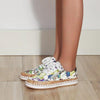 Elegant Floral Womens Sneakers Printed Lace Up Flat Shoes Fashion Round Toe Shoes Women Casual Sneakers Comfortable Tennis Shoes For Walking by Stevvex