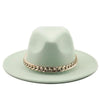 Elegant Green Fedora Hats Women Men Fedora Hats Wide Brim Fedora Hat Summer Chain Band Jazz Hats Winter Autumn Gentleman Outdoor Hat by Stevvex