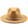 Elegant Green Fedora Hats Women Men Fedora Hats Wide Brim Fedora Hat Summer Chain Band Jazz Hats Winter Autumn Gentleman Outdoor Hat by Stevvex