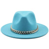 Elegant Green Fedora Hats Women Men Fedora Hats Wide Brim Fedora Hat Summer Chain Band Jazz Hats Winter Autumn Gentleman Outdoor Hat by Stevvex