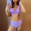 Elegant High Waist Bikini Set Push Up Swimwear Women Swimsuits New Black Bathing Suit Twist Women's High Waist Bikini Twist Front Tie Back 2 Piece Lace Up Summer Swimsuits by Stevvex