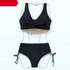 Elegant High Waist Bikini Set Push Up Swimwear Women Swimsuits New Black Bathing Suit Twist Women's High Waist Bikini Twist Front Tie Back 2 Piece Lace Up Summer Swimsuits by Stevvex
