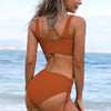 Elegant High Waist Bikini Set Push Up Swimwear Women Swimsuits New Black Bathing Suit Twist Women's High Waist Bikini Twist Front Tie Back 2 Piece Lace Up Summer Swimsuits by Stevvex
