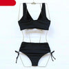 Elegant High Waist Bikini Set Push Up Swimwear Women Swimsuits New Black Bathing Suit Twist Women's High Waist Bikini Twist Front Tie Back 2 Piece Lace Up Summer Swimsuits by Stevvex