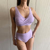 Elegant High Waist Bikini Set Push Up Swimwear Women Swimsuits New Black Bathing Suit Twist Women's High Waist Bikini Twist Front Tie Back 2 Piece Lace Up Summer Swimsuits by Stevvex