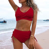 Elegant High Waist Bikini Set Push Up Swimwear Women Swimsuits New Black Bathing Suit Twist Women's High Waist Bikini Twist Front Tie Back 2 Piece Lace Up Summer Swimsuits by Stevvex