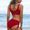 Elegant High Waist Bikini Set Push Up Swimwear Women Swimsuits New Black Bathing Suit Twist Women's High Waist Bikini Twist Front Tie Back 2 Piece Lace Up Summer Swimsuits by Stevvex