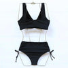 Elegant High Waist Bikini Set Push Up Swimwear Women Swimsuits New Black Bathing Suit Twist Women's High Waist Bikini Twist Front Tie Back 2 Piece Lace Up Summer Swimsuits by Stevvex