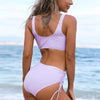 Elegant High Waist Bikini Set Push Up Swimwear Women Swimsuits New Black Bathing Suit Twist Women's High Waist Bikini Twist Front Tie Back 2 Piece Lace Up Summer Swimsuits by Stevvex