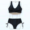 Elegant High Waist Bikini Set Push Up Swimwear Women Swimsuits New Black Bathing Suit Twist Women's High Waist Bikini Twist Front Tie Back 2 Piece Lace Up Summer Swimsuits by Stevvex