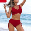 Elegant High Waist Bikini Set Push Up Swimwear Women Swimsuits New Black Bathing Suit Twist Women's High Waist Bikini Twist Front Tie Back 2 Piece Lace Up Summer Swimsuits by Stevvex