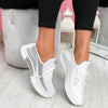 Elegant Sport Women's Vulcanized Female Lace Up Mesh Sneakers Round Toe Casual Walking Shoes Mesh Flat Anti-slip Women Breathable Mesh Fashion Sneakers by Stevvex