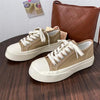 Elegant Thick Womens Sneakers Platform Sport Shoes Spring Casual Basket Flat Tennis Athletic Canvas Trainers White Sneakers Low Top Canvas Sneakers Lace-up Shoes Fashion Classic Casual Sneakers by Stevvex