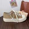 Elegant Thick Womens Sneakers Platform Sport Shoes Spring Casual Basket Flat Tennis Athletic Canvas Trainers White Sneakers Low Top Canvas Sneakers Lace-up Shoes Fashion Classic Casual Sneakers by Stevvex