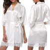 Elegant White Design Silk Short Women Bathrobe Classic Soft And Comfortable Women's Style Sleepwear Indoor Bathrobe by Stevvex