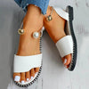 Elegant White Women Fashion Sandals Solid Round Toe Pearl Buckle Casual Sandals Shoes New Summer Outdoor Non-slip Flip Flop Dressy Sandals Cute Round Toe Strappy Wedding Shoes by Stevvex