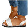 Elegant White Women Fashion Sandals Solid Round Toe Pearl Buckle Casual Sandals Shoes New Summer Outdoor Non-slip Flip Flop Dressy Sandals Cute Round Toe Strappy Wedding Shoes by Stevvex