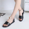 Elegant White Women Fashion Sandals Solid Round Toe Pearl Buckle Casual Sandals Shoes New Summer Outdoor Non-slip Flip Flop Dressy Sandals Cute Round Toe Strappy Wedding Shoes by Stevvex