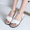 Elegant White Women Fashion Sandals Solid Round Toe Pearl Buckle Casual Sandals Shoes New Summer Outdoor Non-slip Flip Flop Dressy Sandals Cute Round Toe Strappy Wedding Shoes by Stevvex