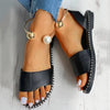 Elegant White Women Fashion Sandals Solid Round Toe Pearl Buckle Casual Sandals Shoes New Summer Outdoor Non-slip Flip Flop Dressy Sandals Cute Round Toe Strappy Wedding Shoes by Stevvex