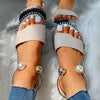 Elegant White Women Fashion Sandals Solid Round Toe Pearl Buckle Casual Sandals Shoes New Summer Outdoor Non-slip Flip Flop Dressy Sandals Cute Round Toe Strappy Wedding Shoes by Stevvex