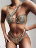 Elegant Women Bandage Swimwear Women Snake Bikini Swimsuit Female Gold Bikini Set Bathing Suit Swim Wear Women Shiny Bikini String Two Pieces Swimsuit Female Swimwear by Stevvex