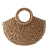 Elehant Women's Woven Wicker Straw Half Round Bag Trendy Large Capacity Female Casual Travel Bag by Stevvex