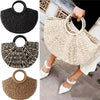 Elehant Women's Woven Wicker Straw Half Round Bag Trendy Large Capacity Female Casual Travel Bag by Stevvex