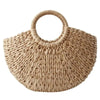 Elehant Women's Woven Wicker Straw Half Round Bag Trendy Large Capacity Female Casual Travel Bag by Stevvex
