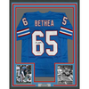 Framed Autographed/Signed Elvin Bethea 35x39 HOF 03 Tennessee Retro Light Blue Football Jersey JSA COA by Hall of Fame Sports Memorabilia