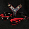 "EROS" BIG dog SET- Harness - collar - lead. Black & Red by Bestia Dog Gear