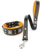 The "Eros" collar 2.5 inch wide black & orange by Bestia Dog Gear