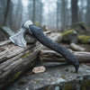 Handcrafted Viking-Style Bearded Axe with Engraved Steel Head and Carved Hardwood Handle by JW SteelCrafts