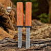 Damascus Utility Knife — 5-Inch Blade, Natural Rosewood Handle, Blue Epoxy Resin Spacer and Interlocking Wood Scabbard by JW SteelCrafts