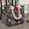 Eye-Catching Fashionable Folding Women Big Size Handbag Ladies Casual Flower Printing Canvas Graffiti Shoulder Bag by Stevvex