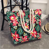 Eye-Catching Fashionable Folding Women Big Size Handbag Ladies Casual Flower Printing Canvas Graffiti Shoulder Bag by Stevvex