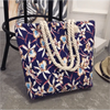 Eye-Catching Fashionable Folding Women Big Size Handbag Ladies Casual Flower Printing Canvas Graffiti Shoulder Bag by Stevvex