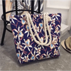 Eye-Catching Fashionable Folding Women Big Size Handbag Ladies Casual Flower Printing Canvas Graffiti Shoulder Bag by Stevvex