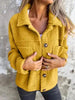 Comfortable Modern Women Full Size Fuzzy Button-Up Jacket with Drop Shoulder and Pockets by Stevvex