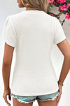 Mist Green Petal Sleeve Waffle Knit V Neck T-Shirt