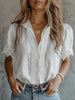 Women’s Lace Puff Sleeve Loose Fit Top by FitiqueFit