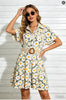 Women’s Belted Short Sleeve Midi Dress by FitiqueFit