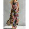 Printed Retro Sleeveless Top & Wide-Leg Pants Set | 12 Prints S–5XL by FitiqueFit