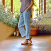 Cropped Pants With Decorative Buttons Along the Side Seams by FitiqueFit