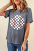 Gray Vintage Checkered Baseball Graphic Tee by Wild and Free Boutique