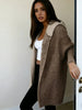 Women’s Color Block Hooded Knitted Cardigan – Plus Size Mid-Length Sweater Coat by FitiqueFit