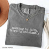 Walking by Faith Tripping Constantly Shirt – Christian Western Graphic Tee for Women by Dog Mom Hat