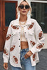 Sequin Football Patch Collared Neck Snap Button Jacket by Wild and Free Boutique