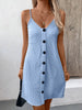 Elegant Textured V-Neck Sleeveless Mini Dress Chic Buttoned Summer Dress Classic Dress by Stevvex
